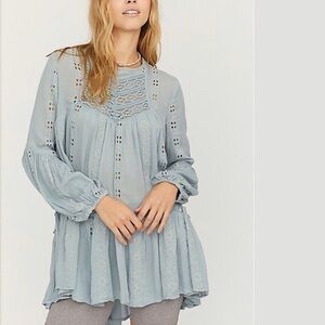 Free People Kiss Kiss Lace Tunic- Mint Green S